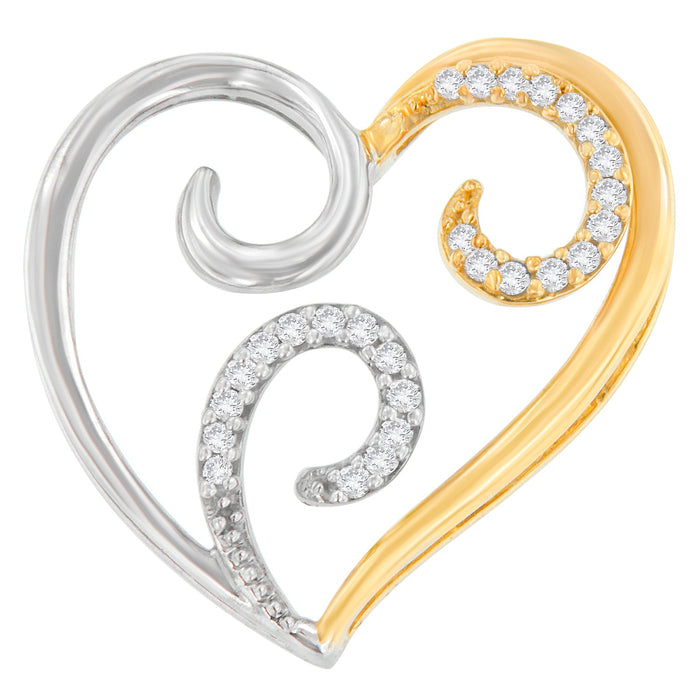 Collar con colgante de remolino con detalle de corazón y diamantes redondos de 1/10 ct. p.t. en oro de dos tonos de 10K, foto 1