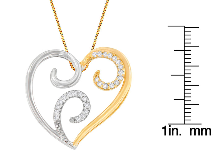 Collar con colgante de remolino con detalle de corazón y diamantes redondos de 1/10 ct. p.t. en oro de dos tonos de 10K, foto 4