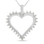 Collar con colgante de corazón calado de 3 garras con diamantes de 1/4 ct. p.t. en plata de ley, foto 1