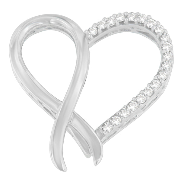 Collar con colgante de lazo y corazón con diamantes redondos de 1/4 ct. p.t. en plata de ley, foto 1