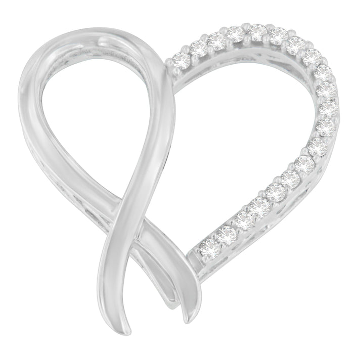 1/4 Ct. T.W. Round-Cut Diamond Ribbon and Heart Accent Pendant Necklace in Sterling Silver, photo 1