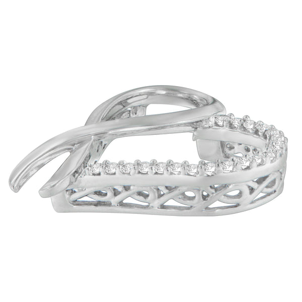 Collar con colgante de lazo y corazón con diamantes redondos de 1/4 ct. p.t. en plata de ley, foto 2