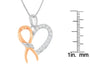 Collar con colgante de corazón y listón con diamantes redondos de 1/5 ct. p.t. en plata de ley de dos tonos, foto 4