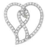 Collar con colgante de lazo de concientización y corazón calado con diamantes blancos de 1 ct. p.t. en oro blanco de 14K