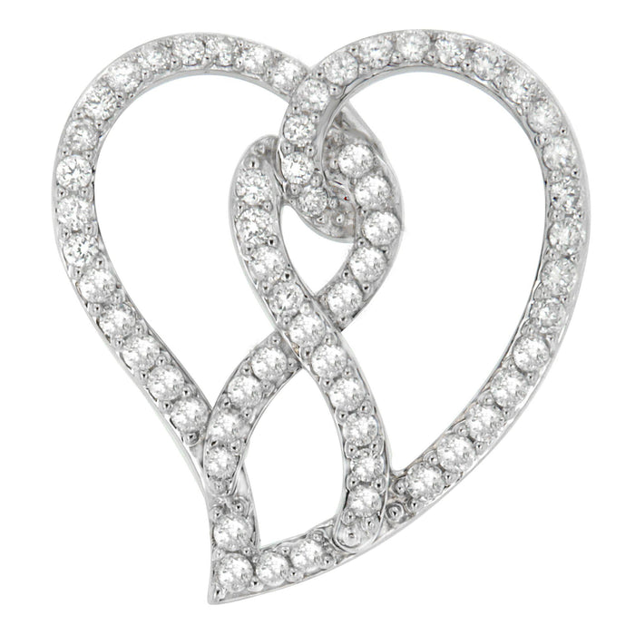 1 Ct. T.W. White Diamond Awareness Ribbon and Open Heart Pendant Necklace in 14K White Gold, photo 1