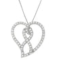 1 Ct. T.W. White Diamond Awareness Ribbon and Open Heart Pendant Necklace in 14K White Gold, photo 2