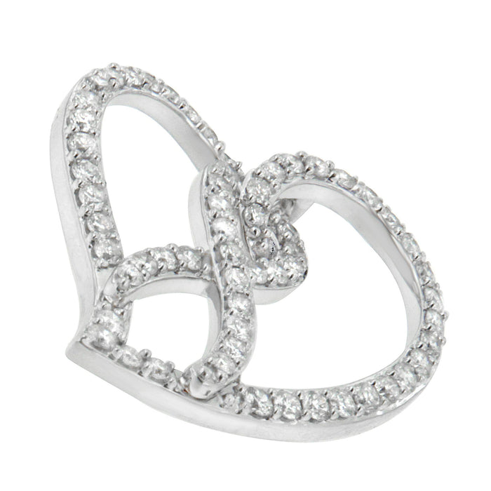 1 Ct. T.W. White Diamond Awareness Ribbon and Open Heart Pendant Necklace in 14K White Gold, photo 3
