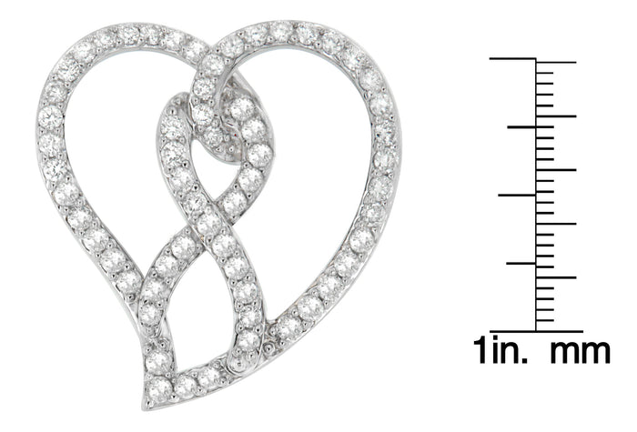 1 Ct. T.W. White Diamond Awareness Ribbon and Open Heart Pendant Necklace in 14K White Gold, photo 4