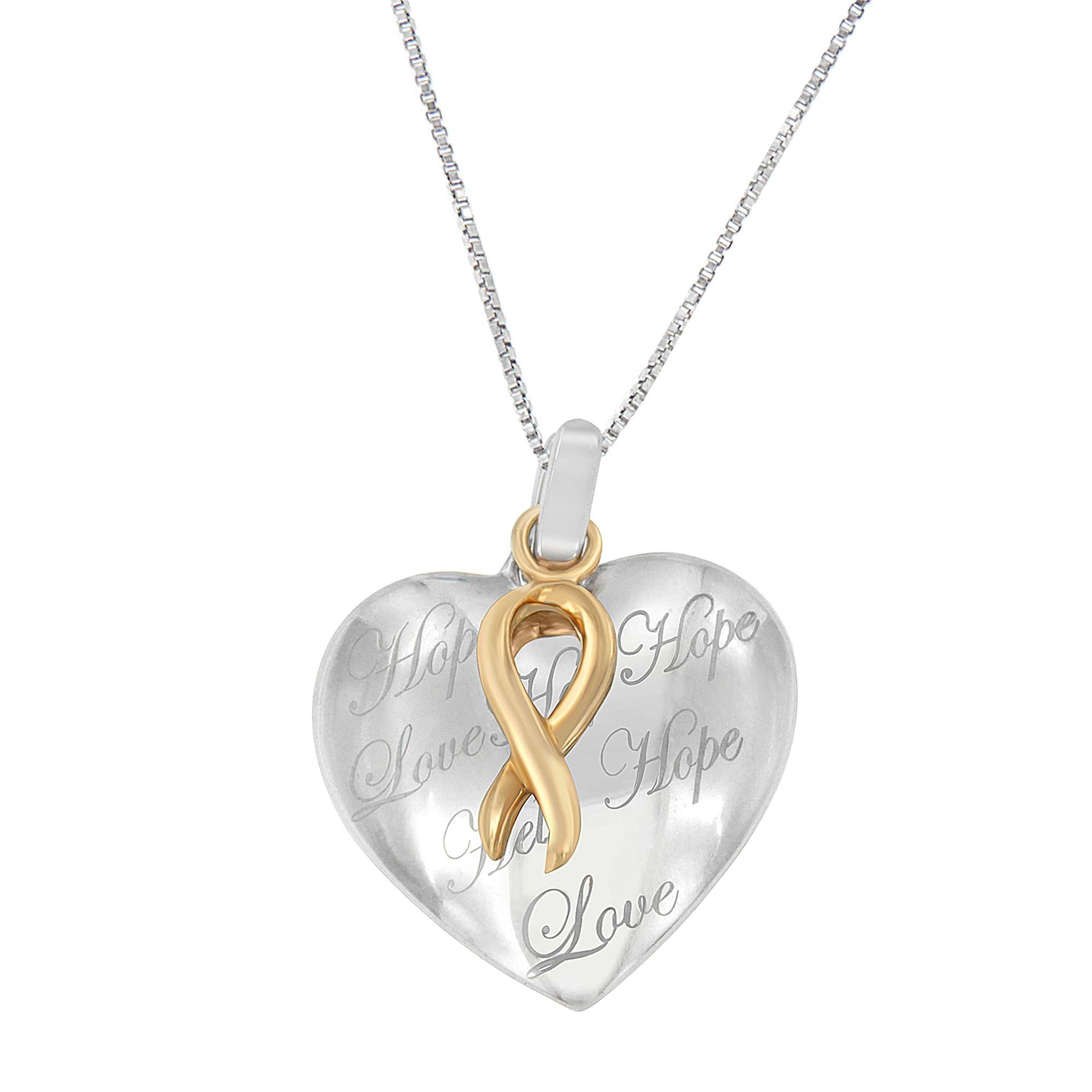 Collar con colgante de corazón en oro amarillo de 10K sobre plata, foto 1