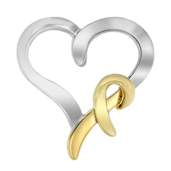 Collar con colgante de corazón de dos tonos en plata de ley y oro amarillo de 14K, foto 1
