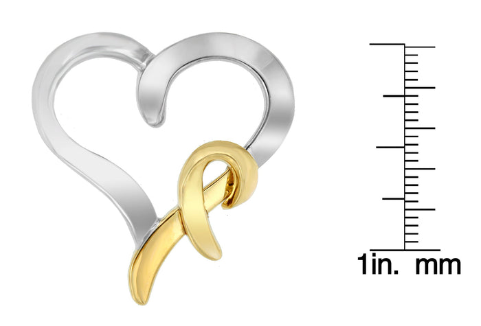 Heart-Shaped Pendant Necklace in Two-Tone Sterling Silver and 14K Yellow Gold, photo 4
