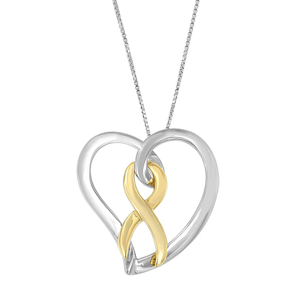 Heart Bow Pendant Necklace in 14K Gold and Silver, photo 1