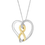 Collar con colgante de corazón y lazo en oro de 14K y plata, foto 1