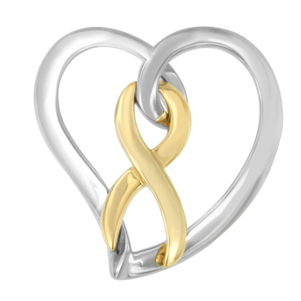 Heart Bow Pendant Necklace in 14K Gold and Silver, photo 2
