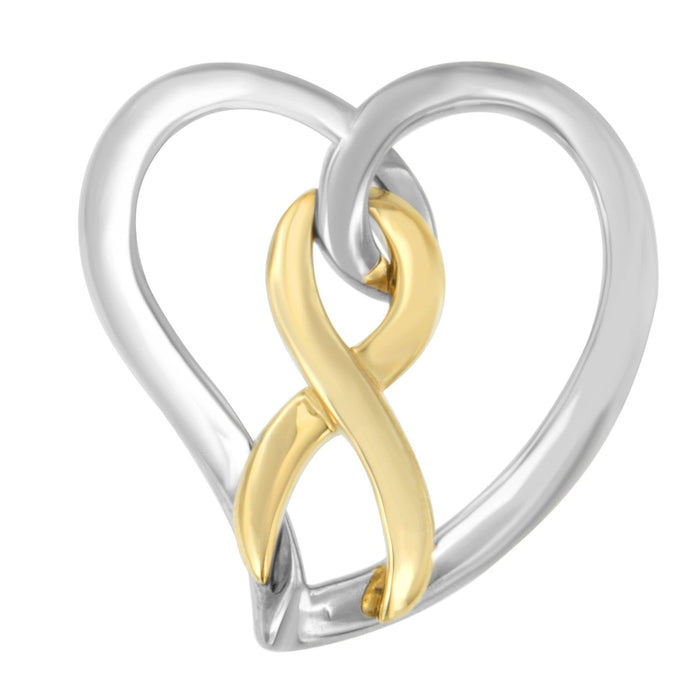 Collar con colgante de corazón y lazo en oro de 14K y plata, foto 2