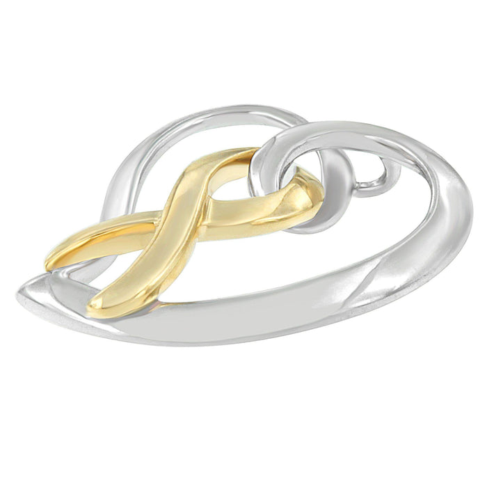 Collar con colgante de corazón y lazo en oro de 14K y plata, foto 3