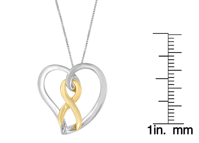 Collar con colgante de corazón y lazo en oro de 14K y plata, foto 4