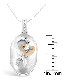 Collar con colgante de corazón y cinta entrelazados con diamantes de 1/10 ct. p.t. en oro rosa de 10K y plata de ley, foto 4