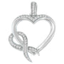 1/6 Ct. T.W. Diamond Ribbon-Wrapped Heart Pendant Necklace in Sterling Silver, photo 1