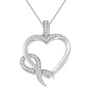 1/6 Ct. T.W. Diamond Ribbon-Wrapped Heart Pendant Necklace in Sterling Silver, photo 2