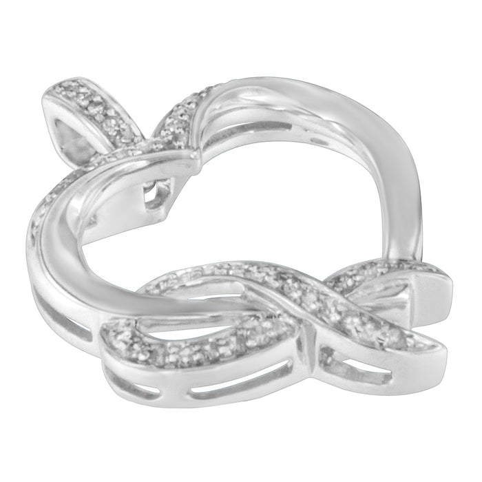 1/6 Ct. T.W. Diamond Ribbon-Wrapped Heart Pendant Necklace in Sterling Silver, photo 3