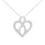 Collar con colgante de corazón con centro de listón y diamantes redondos de 1/4 ct. p.t. en oro blanco de 14K, foto 1