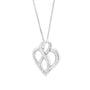 Collar con colgante de corazón con centro de listón y diamantes redondos de 1/4 ct. p.t. en oro blanco de 14K, foto 4