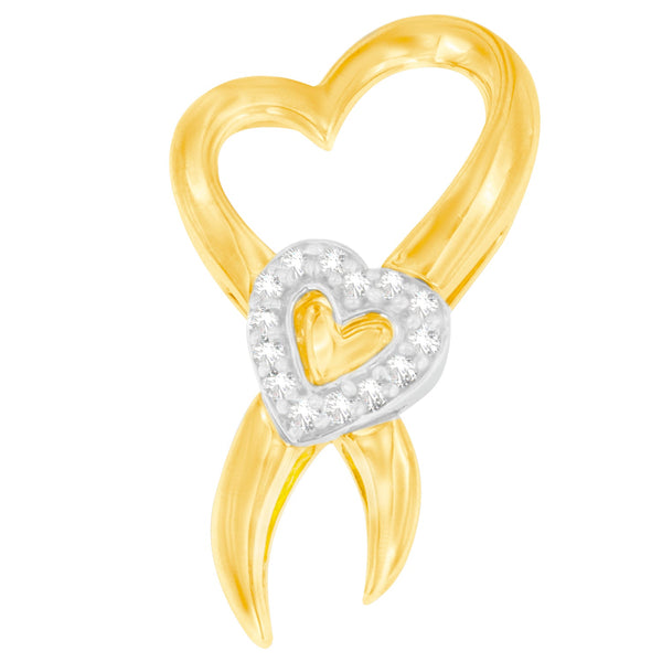 1/10 Ct. T.W. Diamond Heart Pendant Necklace in 10K Two-Tone Gold, photo 1