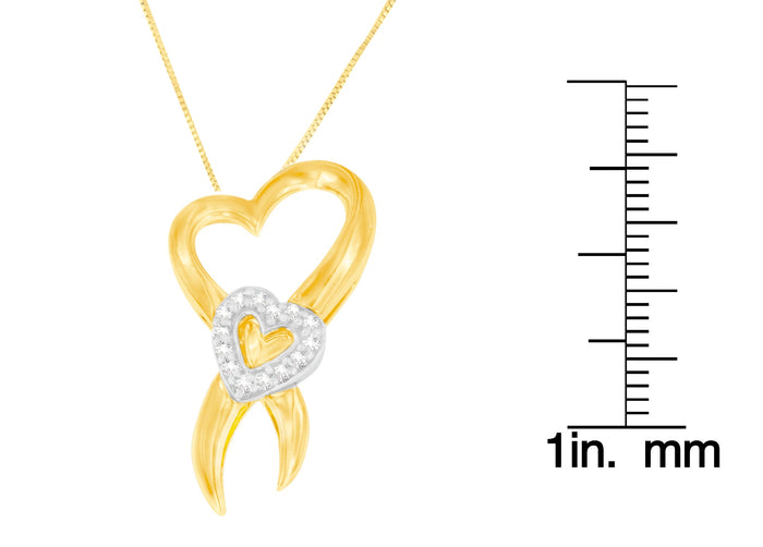 Collar con colgante de corazón con diamantes de 1/10 ct. p.t. en oro de dos tonos de 10K, foto 4