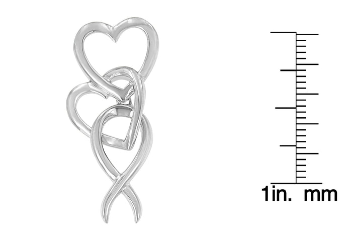 Double-Heart and Awareness Ribbon Linked Pendant Necklace in Sterling Silver, photo 4
