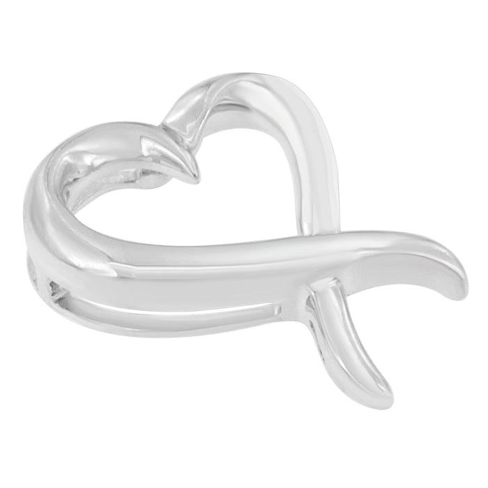 Open Heart-Shaped Awareness Ribbon Pendant Necklace in Sterling Silver, photo 3