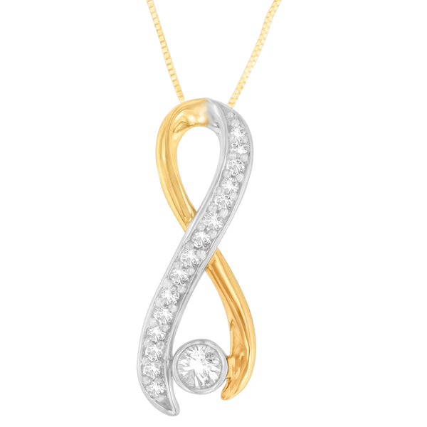 1/5 Ct. T.W. Diamond Radiant Ribbon Pendant Necklace in 10K Two-Tone Gold, photo 2