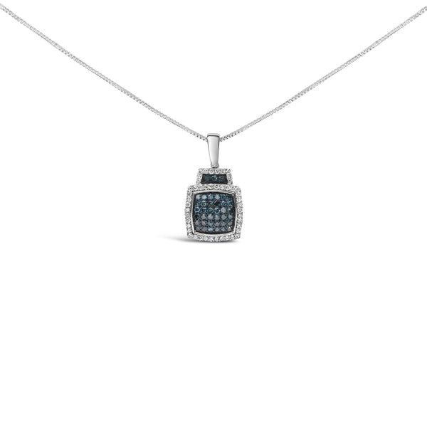 1/2 Ct. T.W. Treated Blue Diamond Block Pendant Necklace in Sterling Silver, photo 1