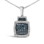 1/2 Ct. T.W. Treated Blue Diamond Block Pendant Necklace in Sterling Silver, photo 2