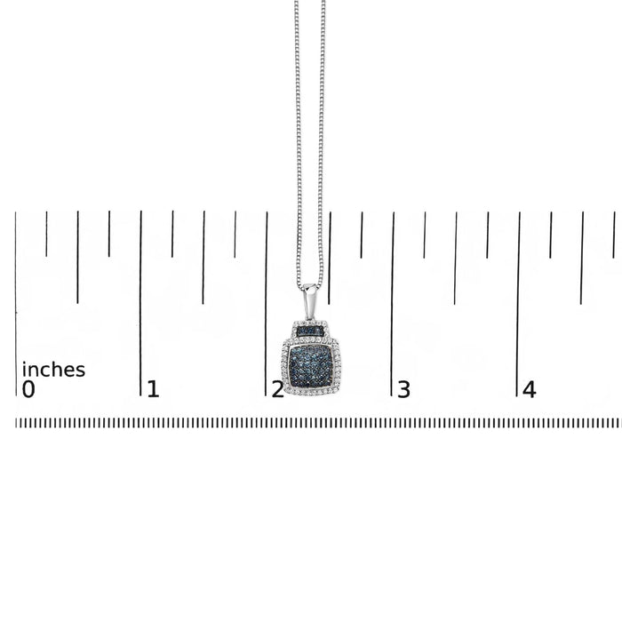 1/2 Ct. T.W. Treated Blue Diamond Block Pendant Necklace in Sterling Silver, photo 5