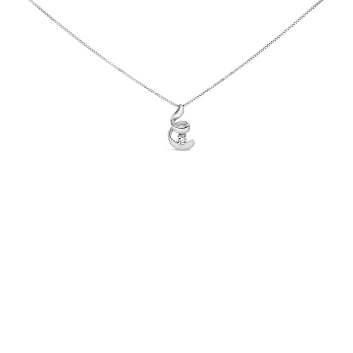 Collar con colgante solitario en espiral con diamante de 1/10 ct. p.t. en oro blanco de 10K, foto 1