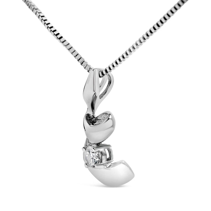 Collar con colgante solitario en espiral con diamante de 1/10 ct. p.t. en oro blanco de 10K, foto 4