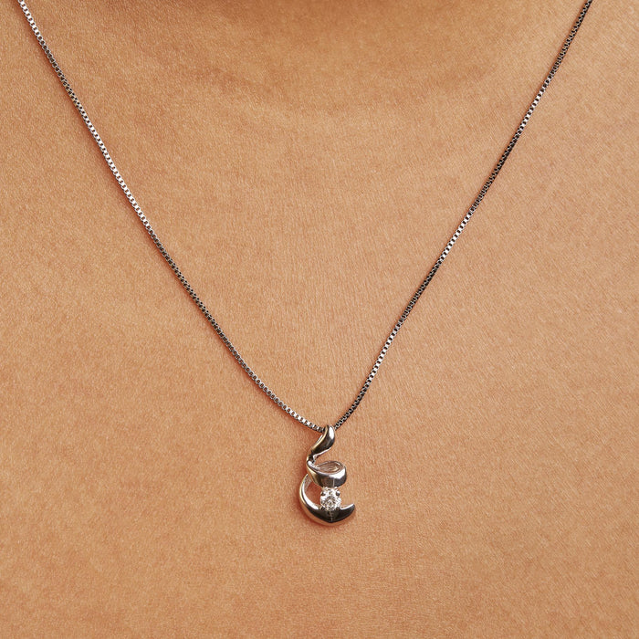 Collar con colgante solitario en espiral con diamante de 1/10 ct. p.t. en oro blanco de 10K, foto 3