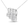 1 1/2 Ct. T.W. Invisible-Set Princess and Channel-Set Baguette-Cut Diamond Triple Curve Pendant Necklace in 14K White Gold, photo 2