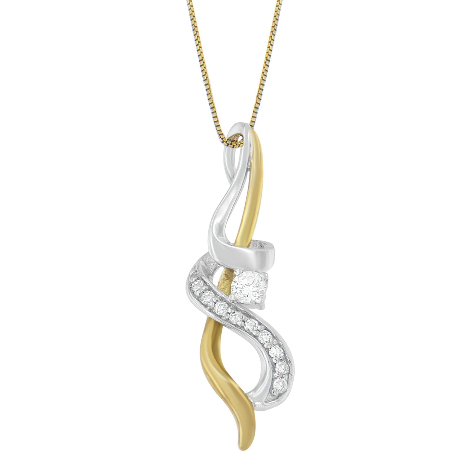 1/5 Ct. T.W. Espira Diamond Intertwined Swirl Pendant Necklace in 10K Two-Tone Gold, photo 1