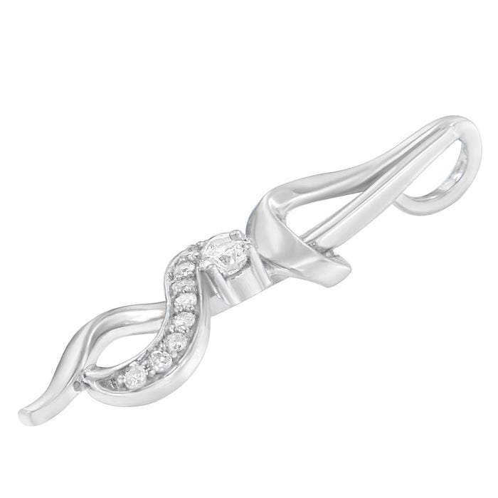 Collar con colgante de remolino Espira con diamantes talla redonda de 1/5 ct. p.t. en oro blanco de 10K, foto 4