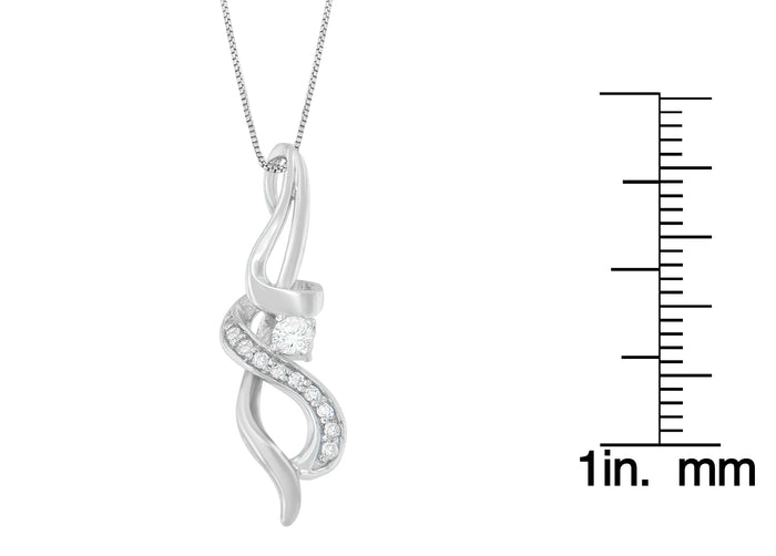 Collar con colgante de remolino Espira con diamantes talla redonda de 1/5 ct. p.t. en oro blanco de 10K, foto 5