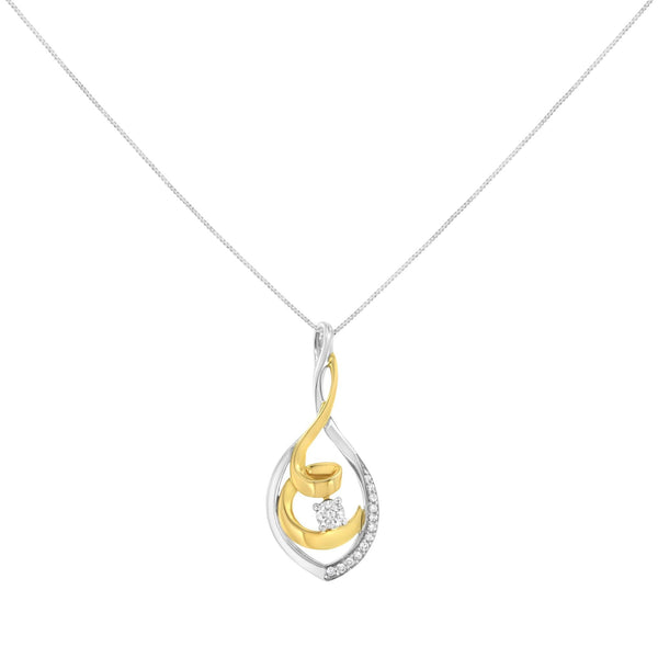 1/4 Ct. T.W. Yellow and White Gold Brilliant-Cut Round Diamond Spiral Link Pendant Necklace in 10K Two-Tone Gold, photo 2