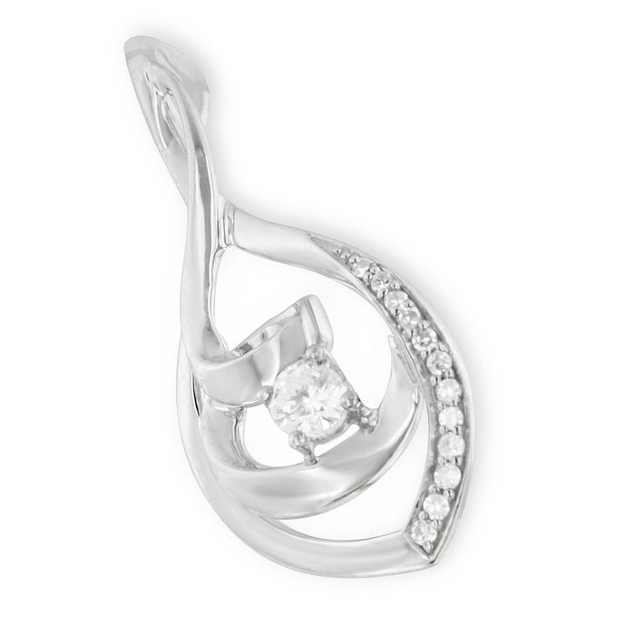 Collar con colgante de eslabón en espiral con diamantes talla brillante de 1/4 ct. p.t. en oro blanco de 10K, foto 1