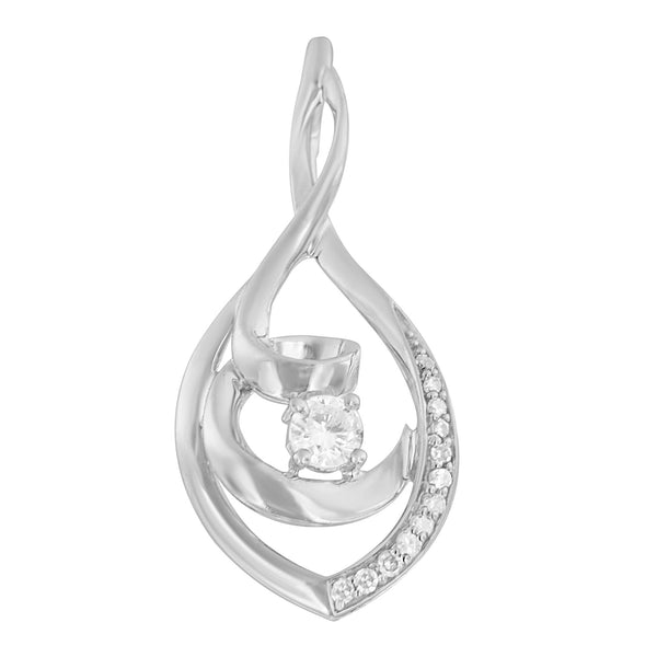 1/4 Ct. T.W. Brilliant-Cut Round Diamond Spiral Link Pendant Necklace in 10K White Gold, photo 2