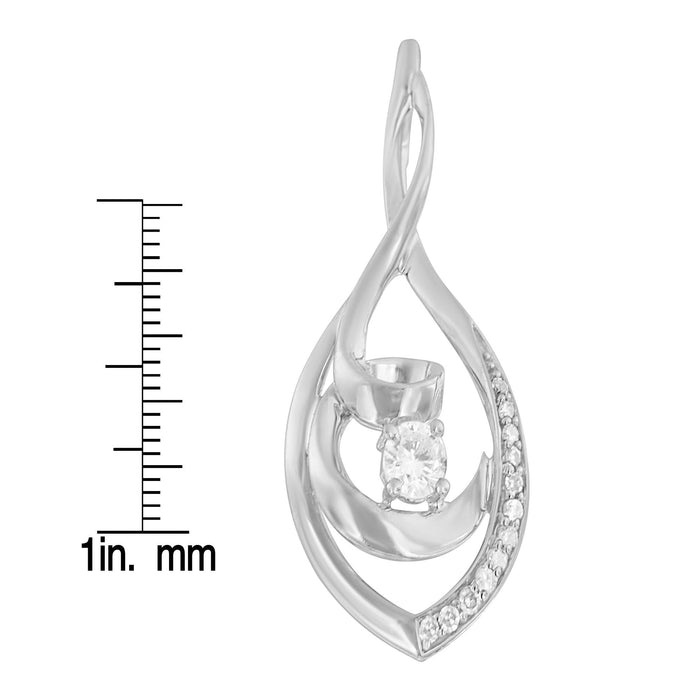 Collar con colgante de eslabón en espiral con diamantes talla brillante de 1/4 ct. p.t. en oro blanco de 10K, foto 5