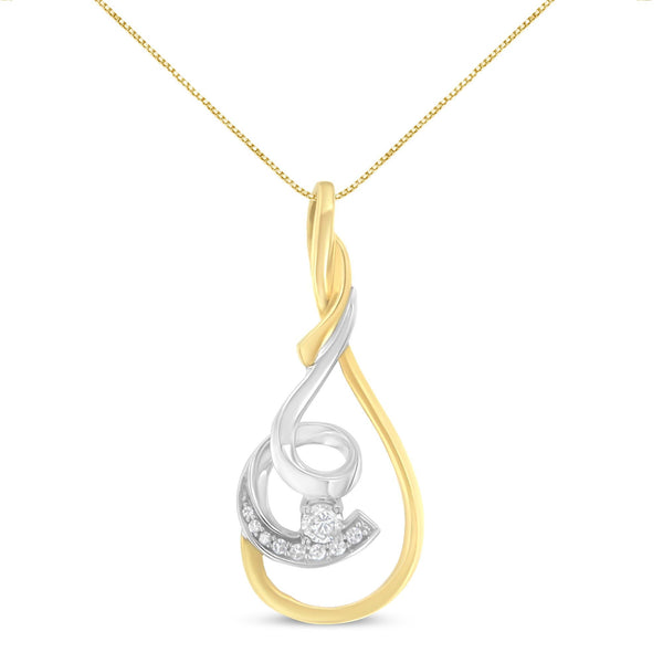 1/6 Ct. T.W. Espira Yellow and White Brilliant-Cut Diamond Layered Spiral Pendant Necklace in 10K Two-Tone Gold, photo 1