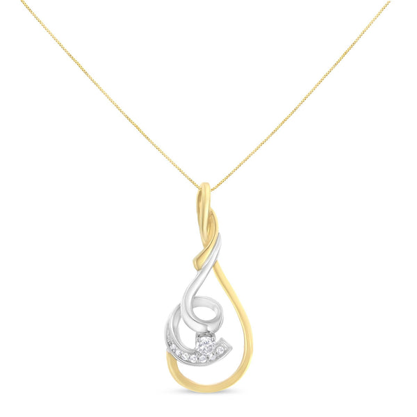 1/6 Ct. T.W. Espira Yellow and White Brilliant-Cut Diamond Layered Spiral Pendant Necklace in 10K Two-Tone Gold, photo 2