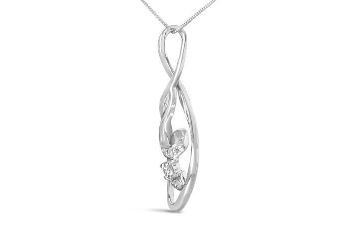Collar con colgante de espiral en capas Espira con diamantes talla redonda de 1/8 ct. p.t. en oro blanco de 10K, foto 4