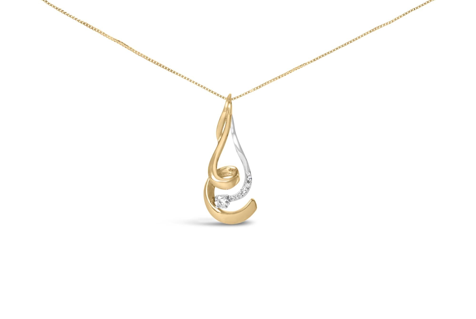 1/10 Ct. T.W. Espira Round-Cut Diamond Swirl Pendant Necklace in 10K Two-Tone Gold, photo 1